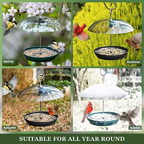 Kingsyard Platform Bird Feeder with Adjustable Dome for Outdoors Hanging