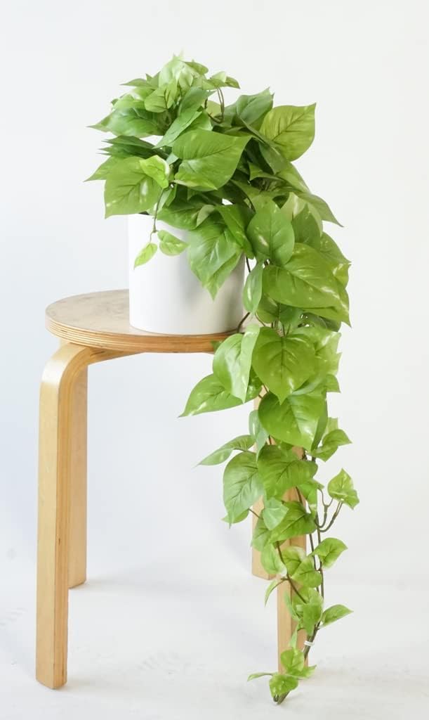 Retrograde 32" Fake Plant, Silk Faux Pothos Ivy Plant (Light Green) | Removable Pot Included, Realistic Silk Fake