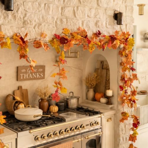 30 Pack Artificial Fall Leaf Garland Maple Leaves Autumn Vines Decor