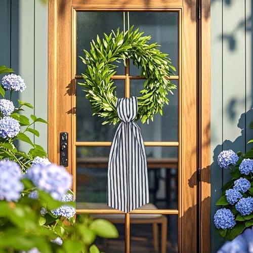 Wreath Sash for Front Door, 5.1'' x 59''(Black and White Stripe)