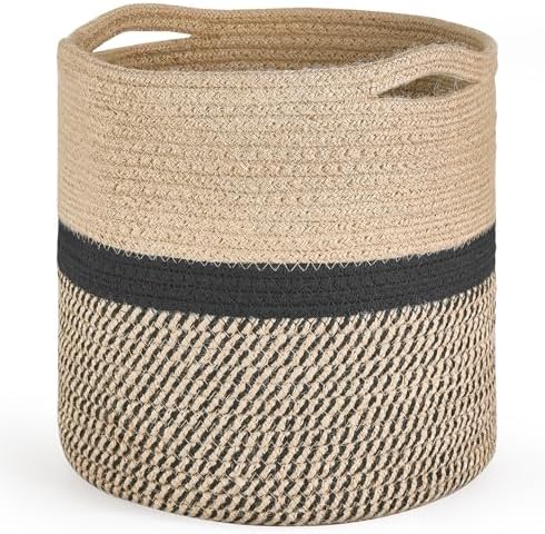 Dahey Plant Basket Indoor for 12 inch Pot Woven Jute Planter, Black