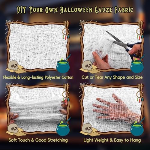 Legigo 12 Pack Halloween Creepy Cloths, Halloween Fabric Yard Decorations
