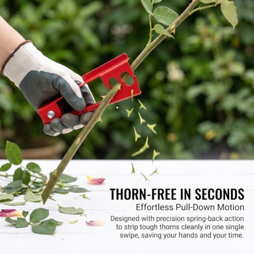 Rose Stem Thorn Stripper Tool Set, 1-Pack with Metal Stripper (Red) & Soft Plastic Stripper (Blue), Garden Tool for Removing Thorns from Stems and Leaves