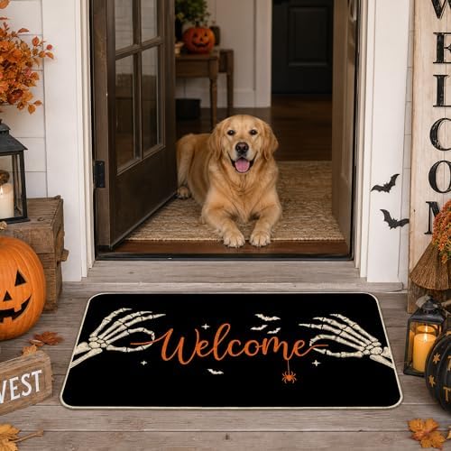 Hexagram Halloween Door Mat 17x29 Inch Halloween Skull Doormat Outdoor