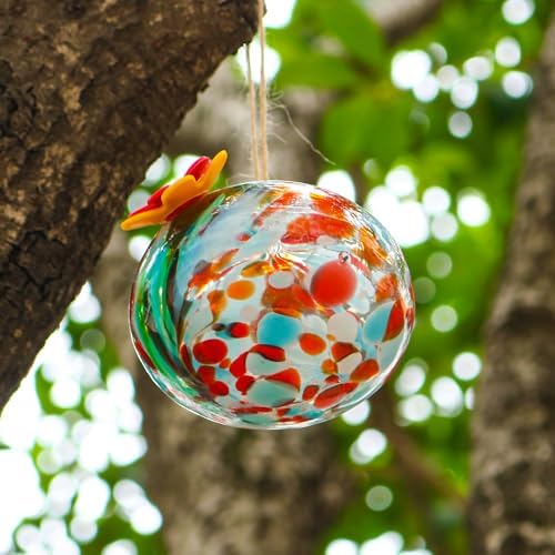 2 Pcs Blown Glass Hummingbird Feeder for Outdoors Hanging