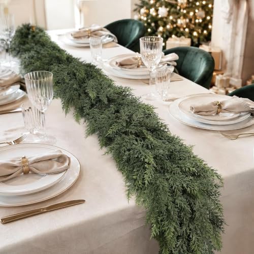 6PCS 9FT Christmas Cedar Garland Realistic Thick Soft Christmas Decorations