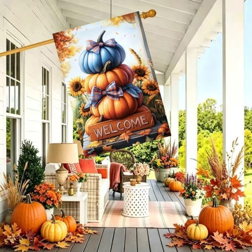 Large Fall Welcome House Garden Flags 28 x 40 Double Sided Outside