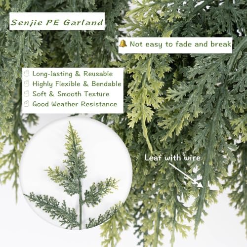 6FT 2PCS Christmas Cedar Garland Real Touch Greenery for Mantle Decor