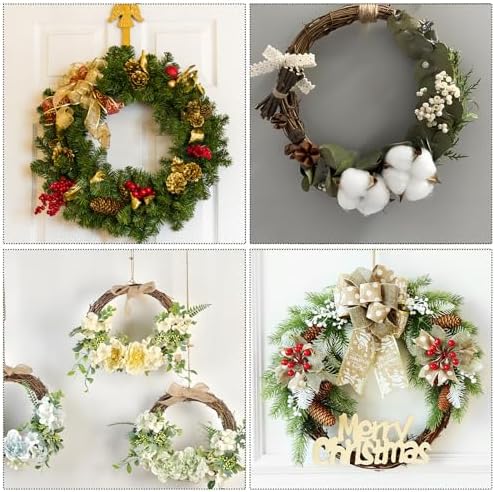 4 Pcs 8 Inch Natural Grapevine Wreaths, Hand-Woven Vine Branch Wreath, Rattan Wreath for DIY Crafts, Christmas Decorations, Home & Event Styling Party Wedding Decor