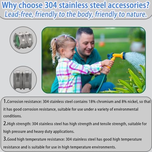 304 Stainless Steel Female to Female Garden Hose Adapter，3/4" GHT to 3/4" GHT Fitting Connect, Green Thumb Quick Swivel Connector Adapter, Double Hose Connector