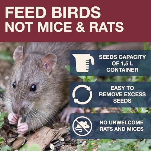 SWISSINNO Bird Feeders - No Mess Hanging Bird Feeder for Outdoors - Smart Birds Davos Spill Proof Wild Cardinal & Small Bird Feeder with Integrated Seed Catcher Tray - Dual Chamber - Burgundy