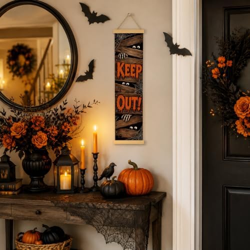 Halloween Banner, Keep Out Canvas Door Decor for Porch and Party