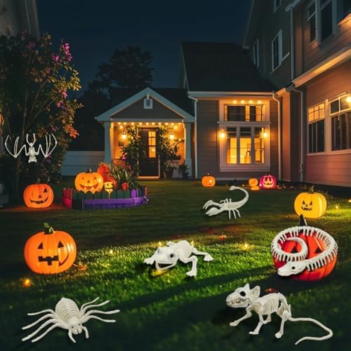 6PCS Halloween Animals Skeleton with Bendable Tails and Movable Jaws