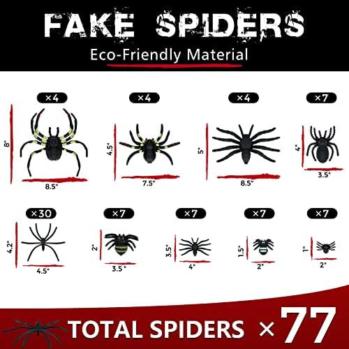 1000 sqft Spider Webs Halloween Decorations with 77 Fake Spiders