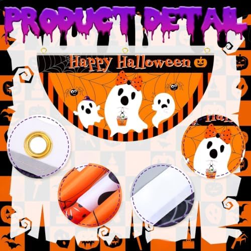 6 Pcs Halloween Bunting Fan Flag Happy Halloween Half Fan Banner
