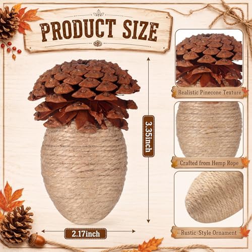 RattanView 6 Pcs Fall Jute Rope Acorn Ornaments, Thanksgiving Hanging Decor