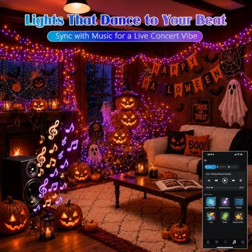 240LED 88FT Smart Color Changing Halloween String Lights RGB App & Remote