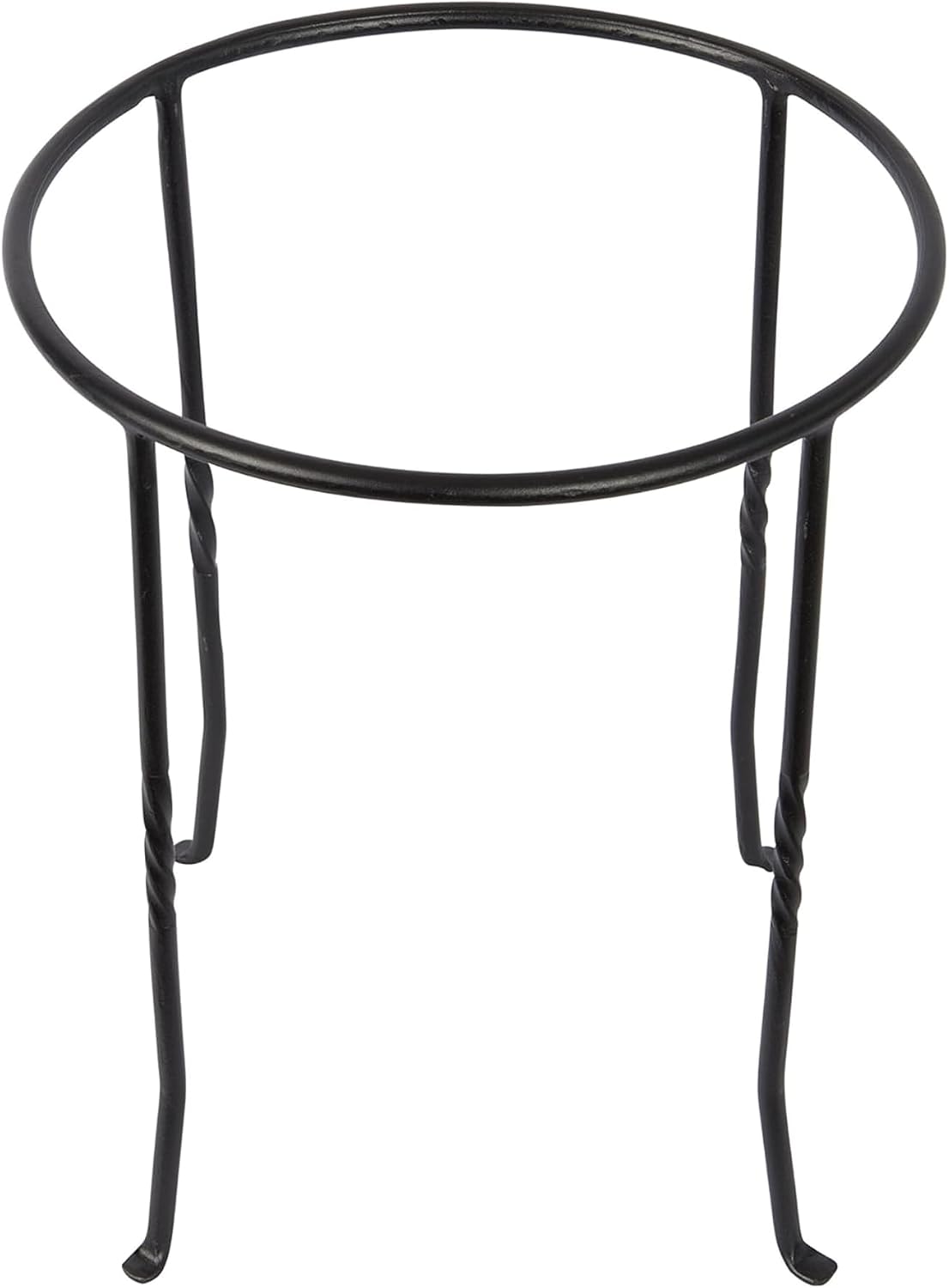 Fb14 Ring Wrought Iron Metal Plant Birdbath Bowl Stand Flowerpot Holder Black for Indoor Outdoor Garden Patio Yard