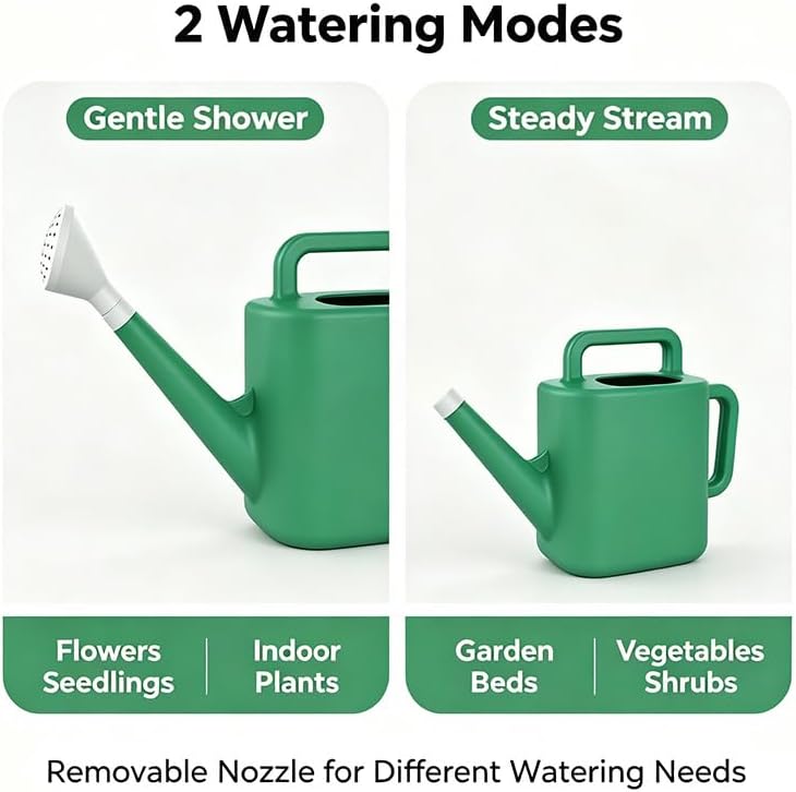 Watering Can Outdoor, 2 Gallon Large Capacity Watering Can, Green Garden Watering Can with Long Spout for Outdoor