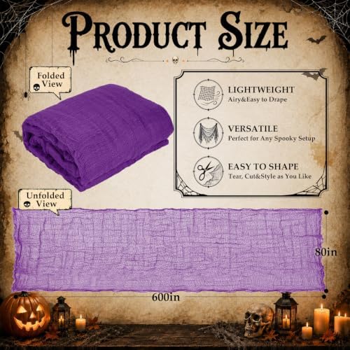 600 x 80 in Halloween Creepy Cloth for Yard and Outdoor Decorations, Purple