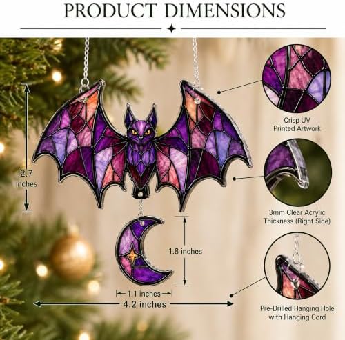 Ghost Ornament, Halloween Ornament, Gothic Bat, Plant Ornaments (Bat2)