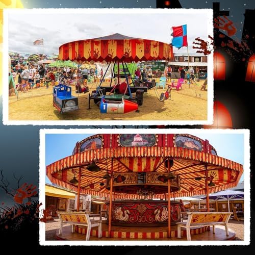 HunnmingRe 4 Pcs Halloween Carnival Tent Creepy Circus Theme Party Decor