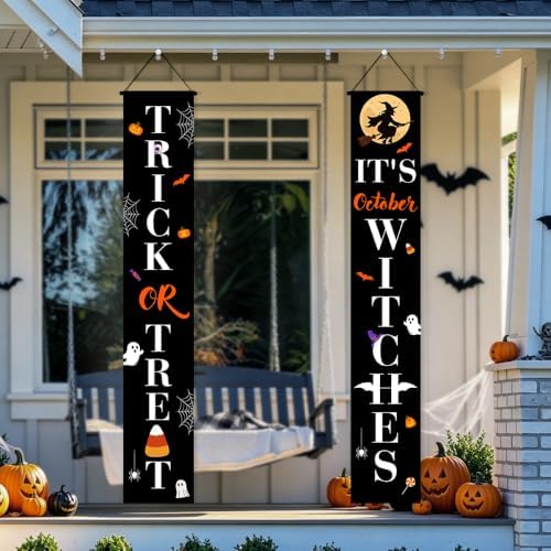 Halloween Door Banners Outdoor Halloween Decorations Witches Porch Decor