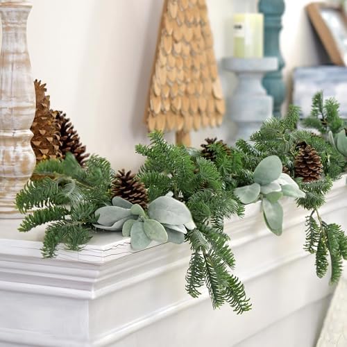 FiveSeasonStuff Green Soft-Touch Artificial Pine Stems, 6 Pack, 17.7 Inch