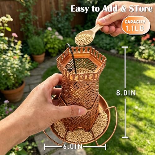 2 Pack Lighthouse Bird Feeder with Decorative Solar Light Garden Decor