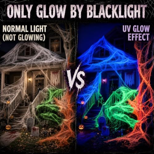 Mega-L Halloween Glow Spider Webs 3 Colors 300g with 30 Small Spiders
