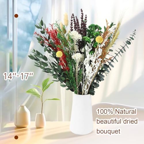 12 Kinds Dried Flower Bouquet, 17" Rustic Boho for Fall Wedding Decorations