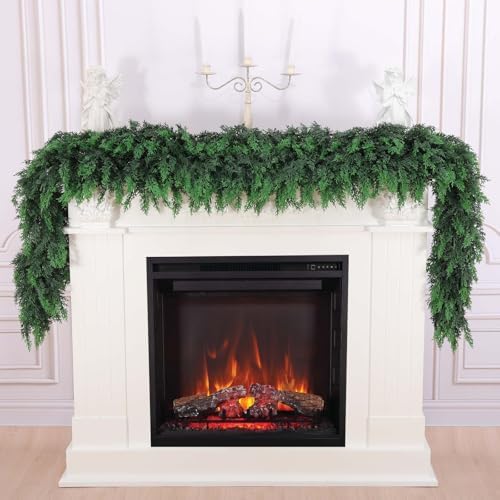 Hananona 6 FT Christmas Garland, Real Touch Cedar Garlands, 1 Pcs