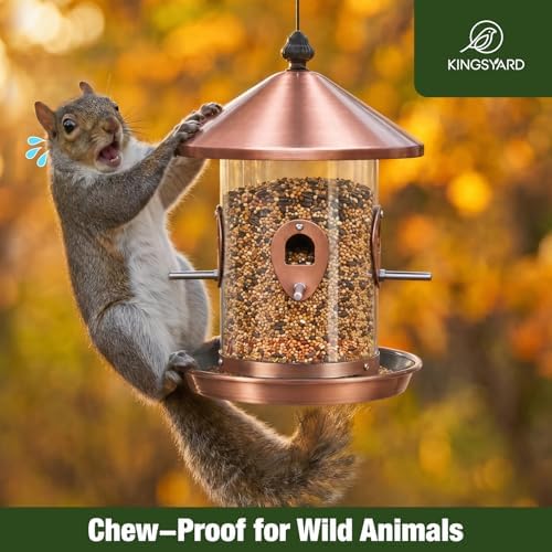 Kingsyard Large Metal Bird Feeder for Outdoors Hanging, Tube Bird Feeders