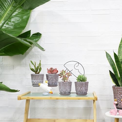 Gepege Ceramic Succulent Pots, 4 Inch Small Plant Pots with Drainage
