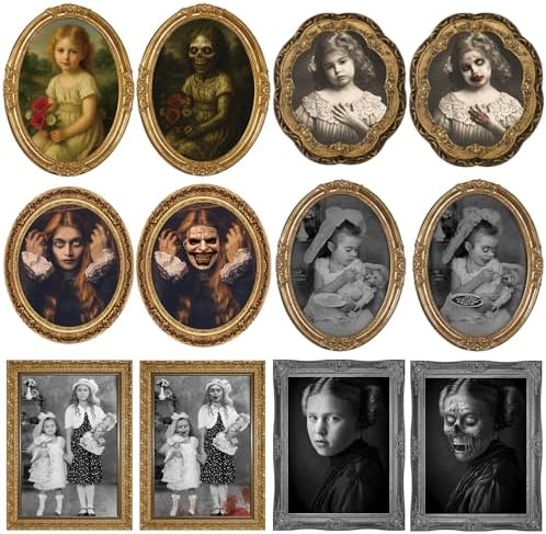 Scary Halloween Decoration Indoor Home Wall Decor Changing Picture, 6Pcs