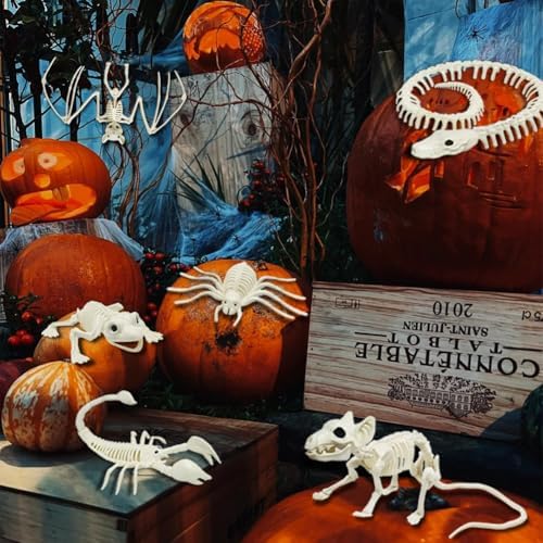 6PCS Halloween Animals Skeleton with Bendable Tails and Movable Jaws