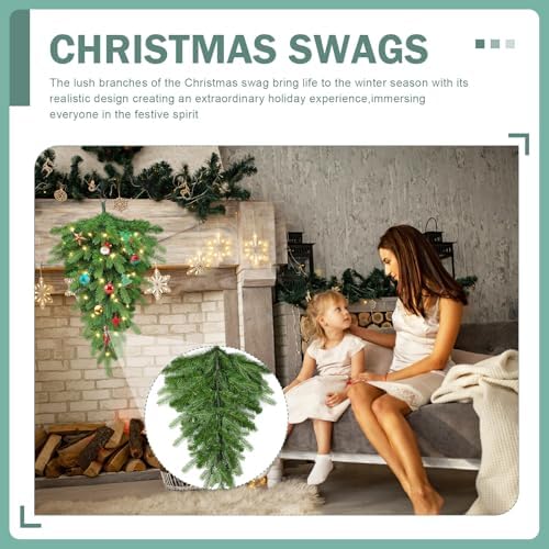 Pre-Lit Christmas Teardrop Swag, 24" Door Swag with 30 LED