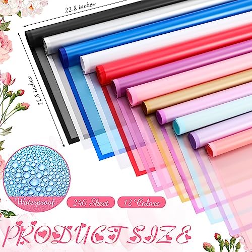 Ctosree 240Sheets Flower Wrapping Paper,Waterproof Korean Bouquet Wrap 23in