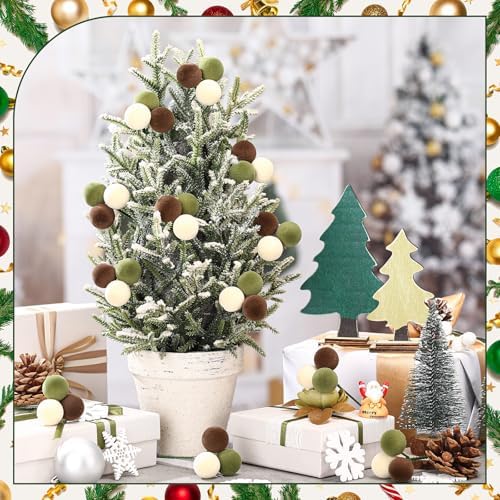 Syhood 12 Sets 7.9 Inch Christmas Ball Picks and Sprays, Green Brown Beige