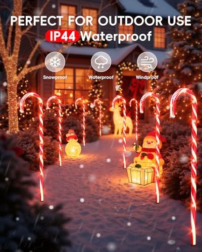 COOLWUFAN 24 Pack 22'' Candy Cane Pathway Lights, Outdoor Christmas Decor