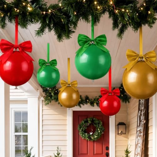 Jetec 16 Pcs Large Christmas Outdoor Ornaments Inflatable Christmas Balls