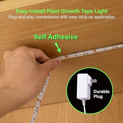 11.8ft Full Spectrum LED Grow Light Strip 24W Flexible Plug-In Tape Kit