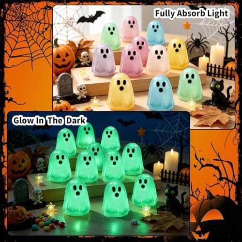 120Pcs Halloween Luminous Mini Ghost Figures Acrylic Vase Fillers