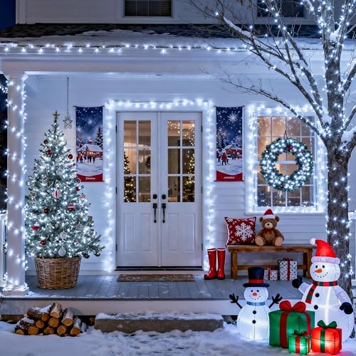 JMEXSUSS 66ft 200 LED White Christmas String Lights Indoor Outdoor Plug in