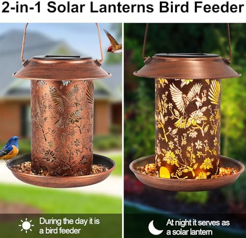 Cardinal Solar Bird Feeder Outdoor Waterproof Hanging Garden Decor
