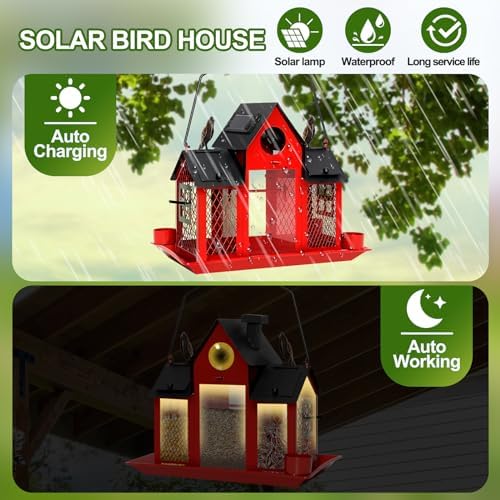 Solar Bird Feeders for Outdoors Hanging, Bird Houses for Outside