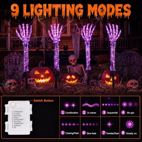 4-Pack Purple 160LED Skeleton Arm Halloween Outdoor Decor