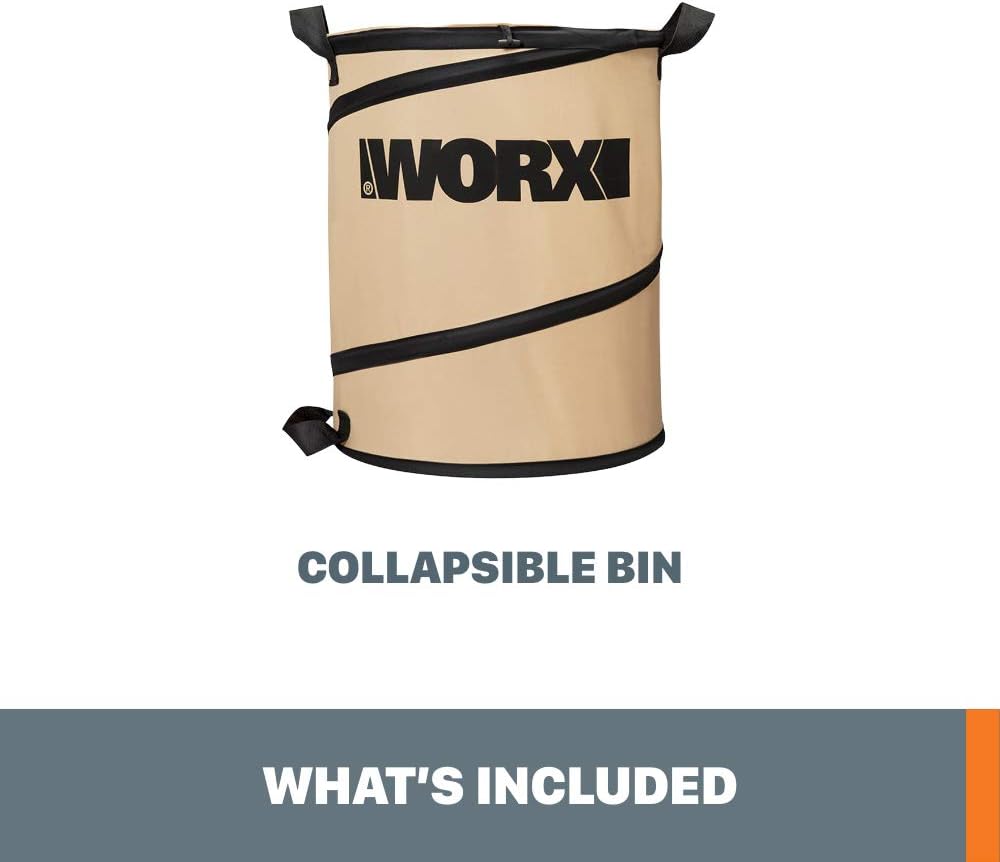 WORX 26 Gallon Collapsible Yard Leaf Collection Bin, WA0030 | Foldable, Durable Fabric Bin