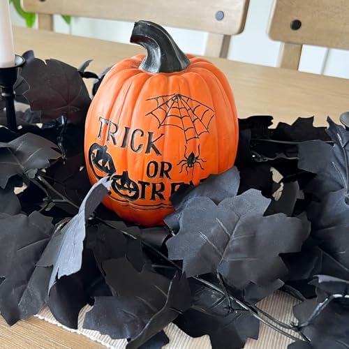 CQURE Black Maple Leaf Garland, 2PCS Halloween Garland Maple Leaves Fall Leaves Hanging Vines Halloween Thanksgiving Decor for Home Table Front Porch