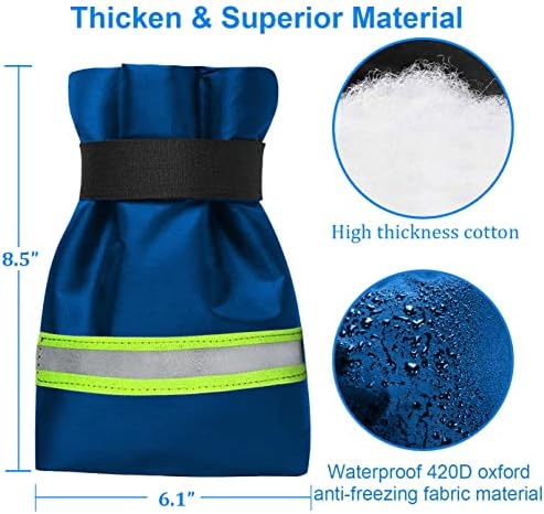 Outdoor Faucet Covers for Winter Freeze Protection, Upgraded Thicken 8.5" H x 6.1" W Outside Garden Faucet Socks for Winter Hose Bibs Insulated Spigot Cover, 2 Pack Reflective Blue